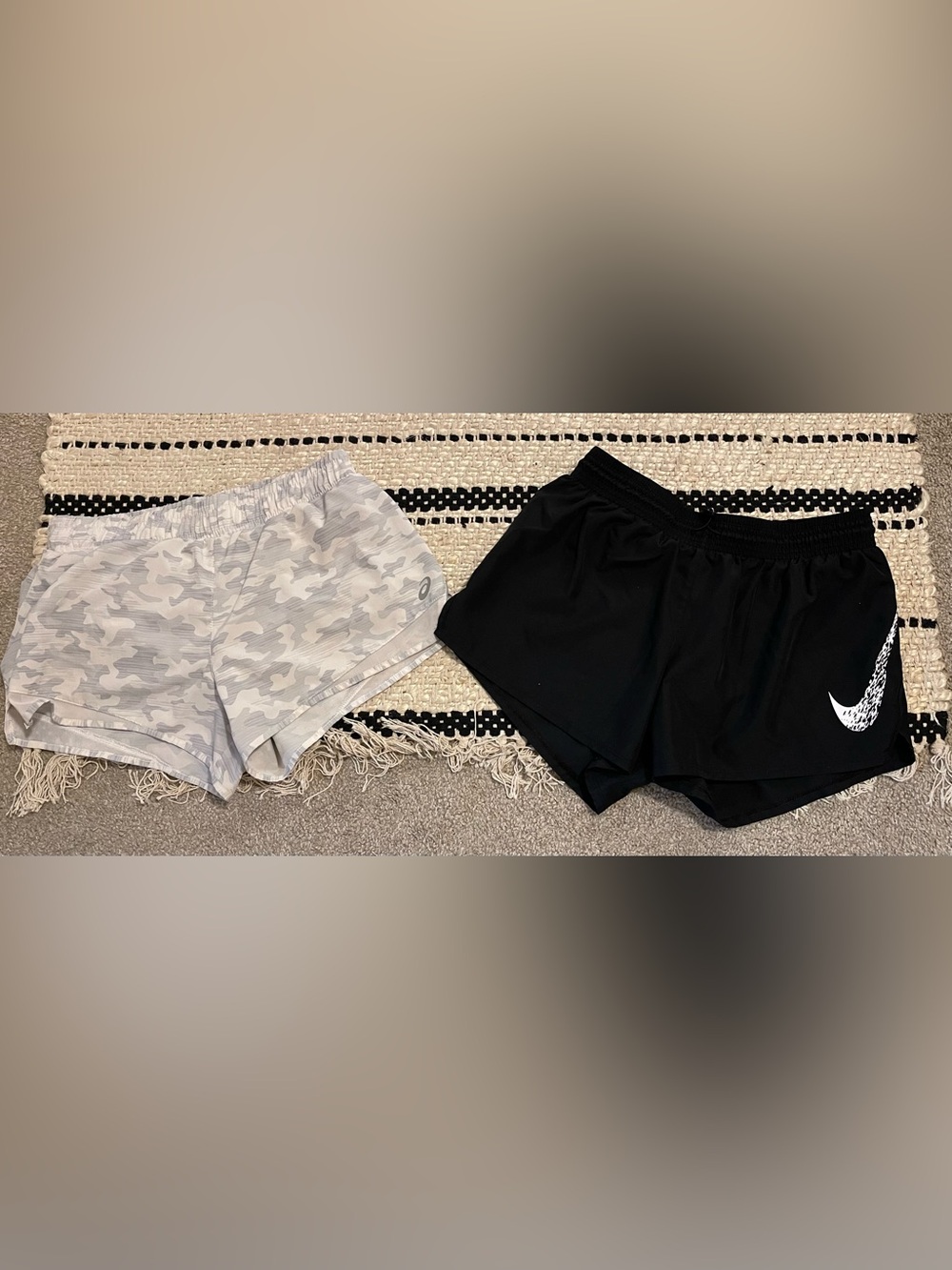 Nike Women's Black Athletic Shorts with White Swoosh